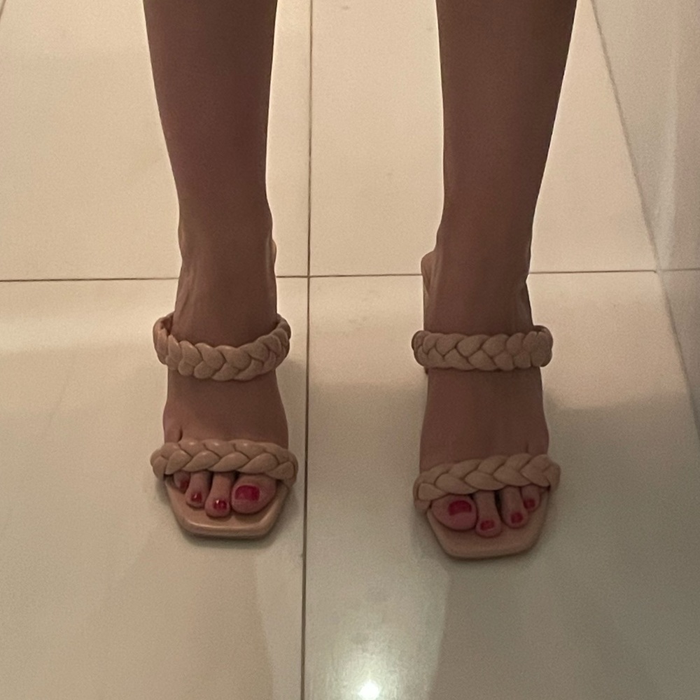Soda Light Pink Braided Heeled Sandals